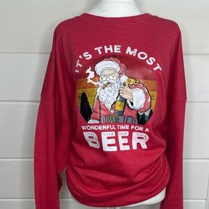 Christmas Sweatshirt It’s the most wonderful time for a beer Red Santa Graphic